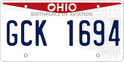 OH license plate GCK1694