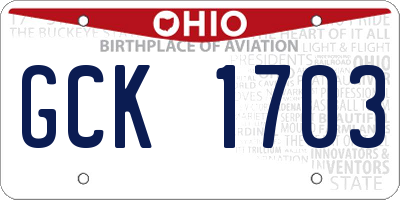 OH license plate GCK1703