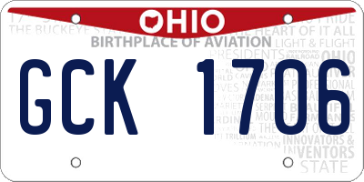 OH license plate GCK1706