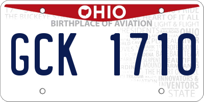OH license plate GCK1710