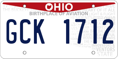 OH license plate GCK1712