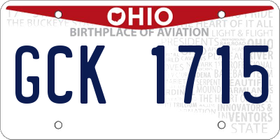 OH license plate GCK1715
