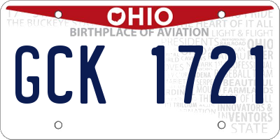 OH license plate GCK1721