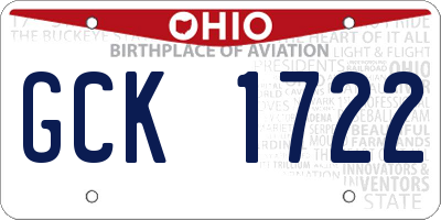 OH license plate GCK1722