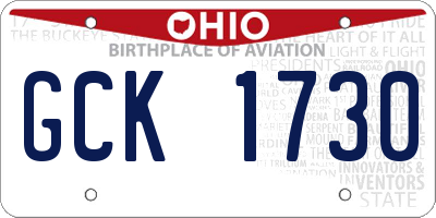 OH license plate GCK1730