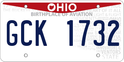 OH license plate GCK1732