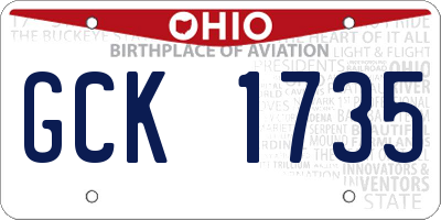 OH license plate GCK1735