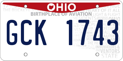 OH license plate GCK1743