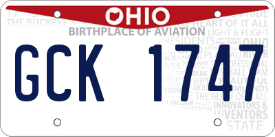 OH license plate GCK1747