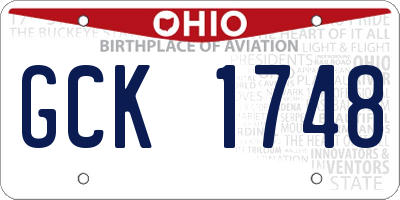 OH license plate GCK1748