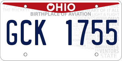 OH license plate GCK1755