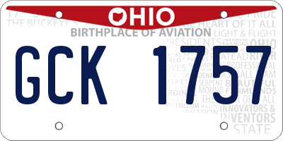 OH license plate GCK1757