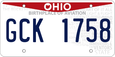 OH license plate GCK1758