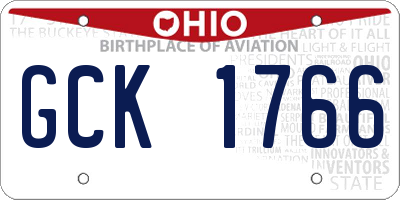 OH license plate GCK1766