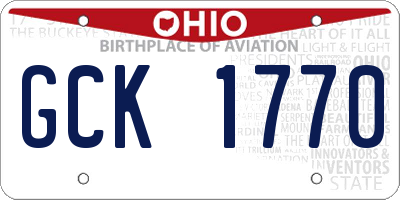 OH license plate GCK1770