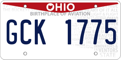 OH license plate GCK1775