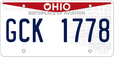 OH license plate GCK1778
