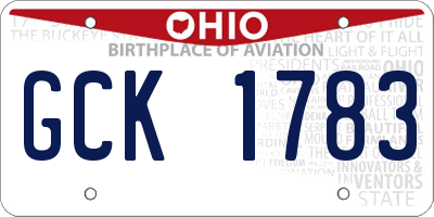 OH license plate GCK1783