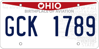 OH license plate GCK1789