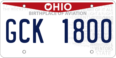 OH license plate GCK1800