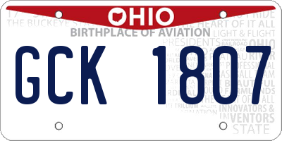 OH license plate GCK1807