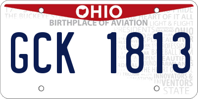 OH license plate GCK1813