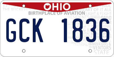OH license plate GCK1836