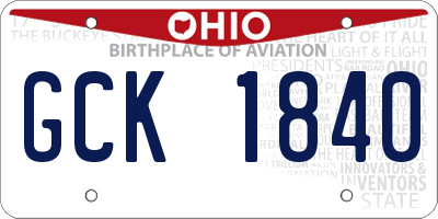 OH license plate GCK1840