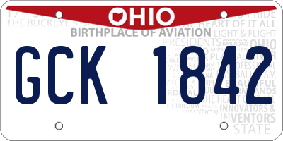 OH license plate GCK1842
