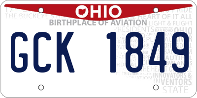 OH license plate GCK1849