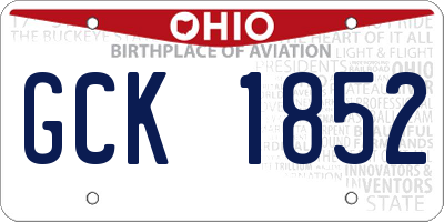 OH license plate GCK1852