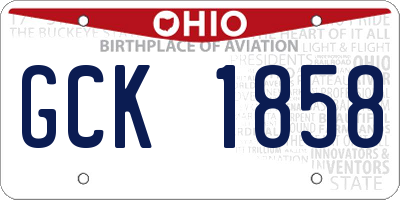 OH license plate GCK1858