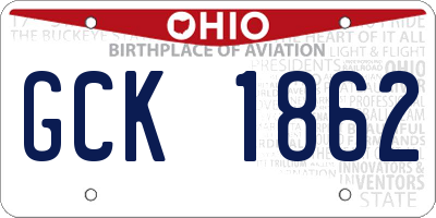 OH license plate GCK1862