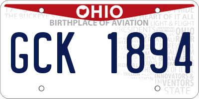 OH license plate GCK1894