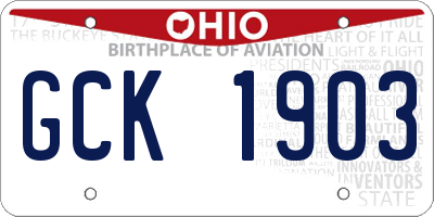 OH license plate GCK1903