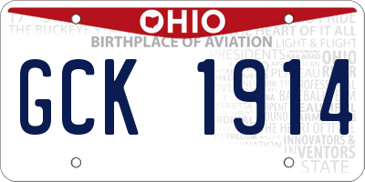 OH license plate GCK1914