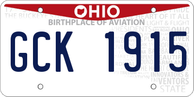 OH license plate GCK1915