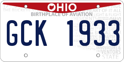 OH license plate GCK1933