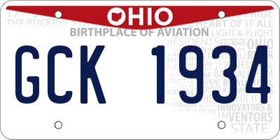 OH license plate GCK1934