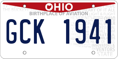 OH license plate GCK1941