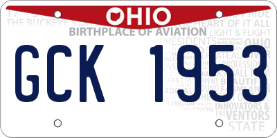 OH license plate GCK1953