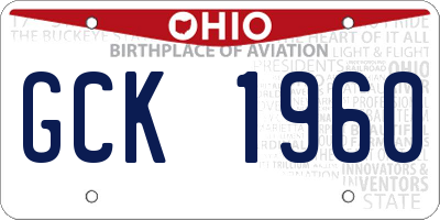 OH license plate GCK1960