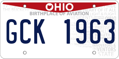 OH license plate GCK1963
