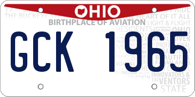 OH license plate GCK1965