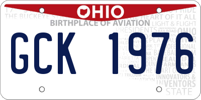 OH license plate GCK1976