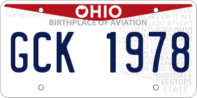 OH license plate GCK1978