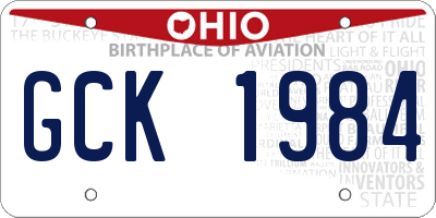 OH license plate GCK1984