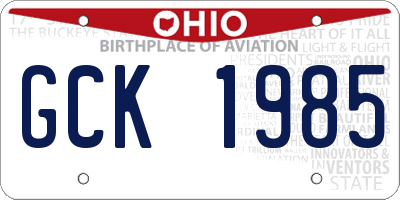 OH license plate GCK1985