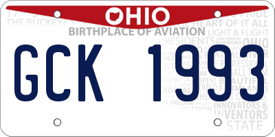 OH license plate GCK1993
