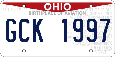 OH license plate GCK1997